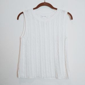Club Monaco White Sleeveless Fringe/Frayed Top XS